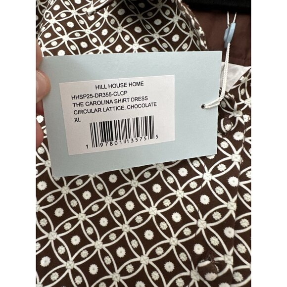 Hill House NWT The Carolina Shirt Dress Chocolate Circular Lattuce XL Midi - Picture 6 of 10
